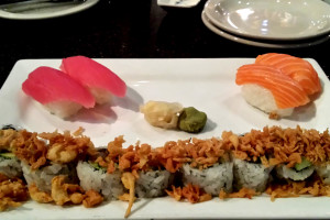 Tuna Nigiri, Salmon Nigiri and Shrimp Tempura Rolls at Water Street Oyster Bar and Sushi Bar